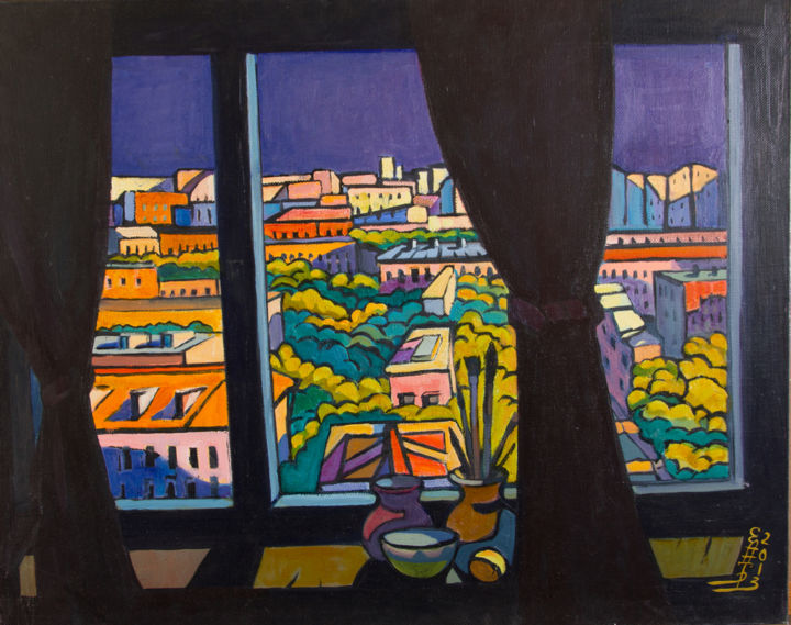 Pintura intitulada "Окно в мир" por Ekaterina Antropova, Obras de arte originais, Óleo