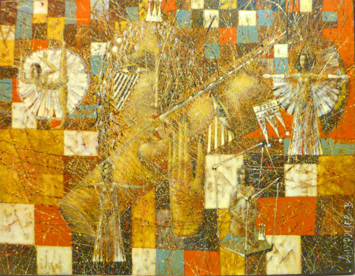 Painting titled "Шахматная партия" by Victor Anufriev, Original Artwork