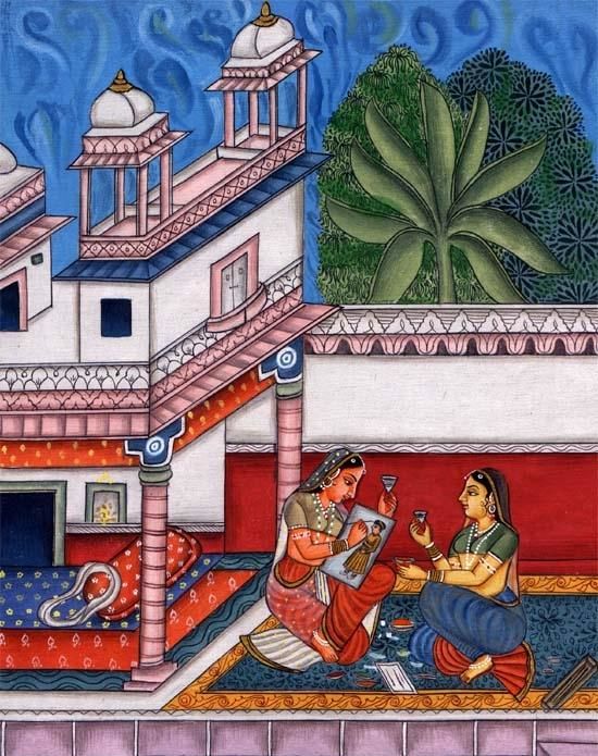 Painting titled "mughalstyle1" by Saumya Anuj, Original Artwork