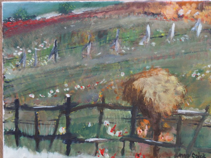 Malerei mit dem Titel "village" von Anna Sadzik, Original-Kunstwerk, Acryl