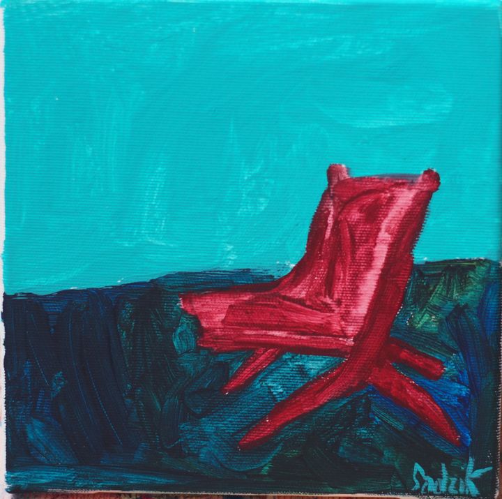Malerei mit dem Titel "burgund chair" von Anna Sadzik, Original-Kunstwerk