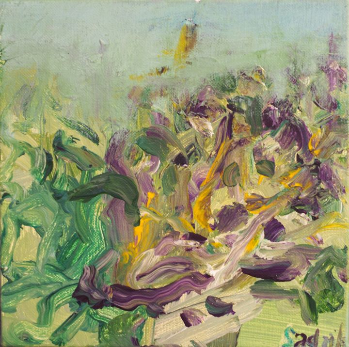 Schilderij getiteld "irises" door Anna Sadzik, Origineel Kunstwerk, Acryl