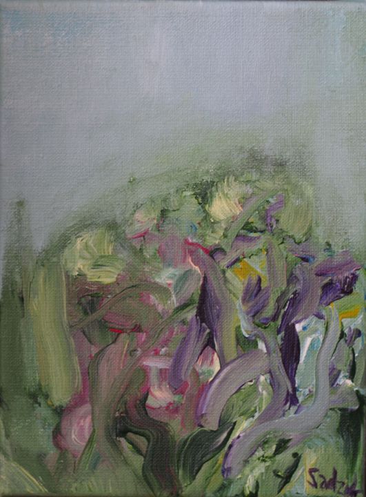 Painting titled "irises" by Anna Sadzik, Original Artwork, Acrylic