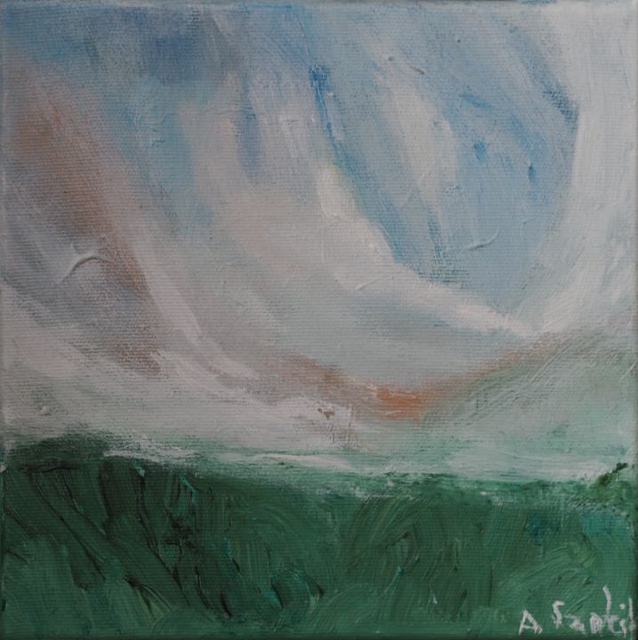 Schilderij getiteld "sky 4" door Anna Sadzik, Origineel Kunstwerk, Acryl