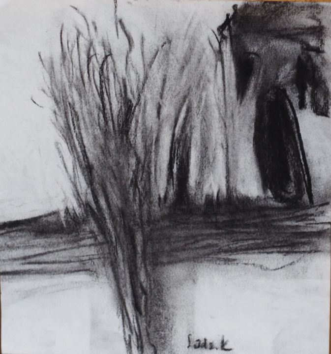 Drawing titled "house" by Anna Sadzik, Original Artwork, Charcoal