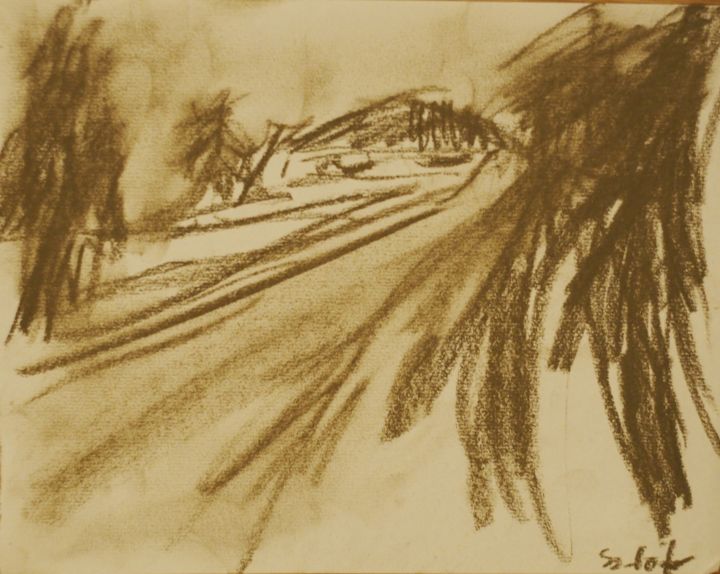 Dessin intitulée "winter landscape" par Anna Sadzik, Œuvre d'art originale, Pastel