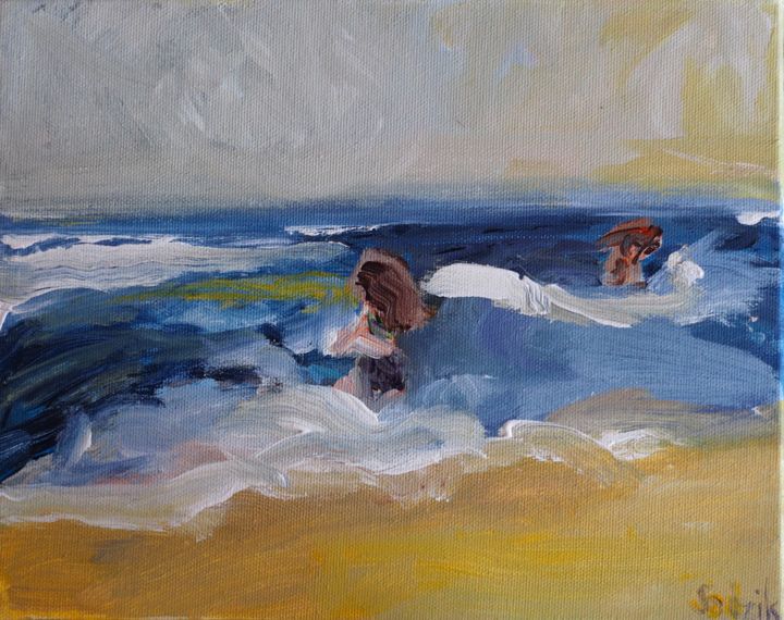 Painting titled "sea view 6" by Anna Sadzik, Original Artwork, Acrylic