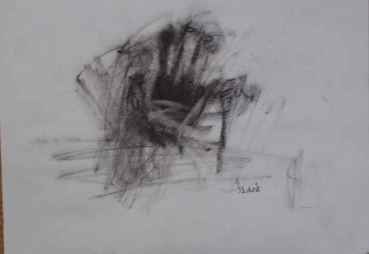 「crown」というタイトルの描画 Anna Sadzikによって, オリジナルのアートワーク, 木炭