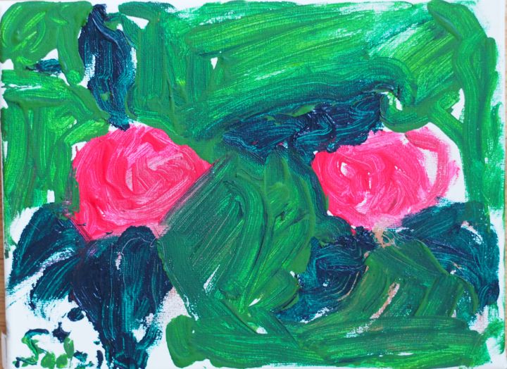 Painting titled "roses 5" by Anna Sadzik, Original Artwork, Acrylic