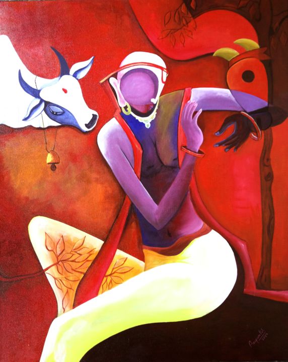 Painting titled "converstation1.jpg" by Anupam Pal, Original Artwork, Acrylic