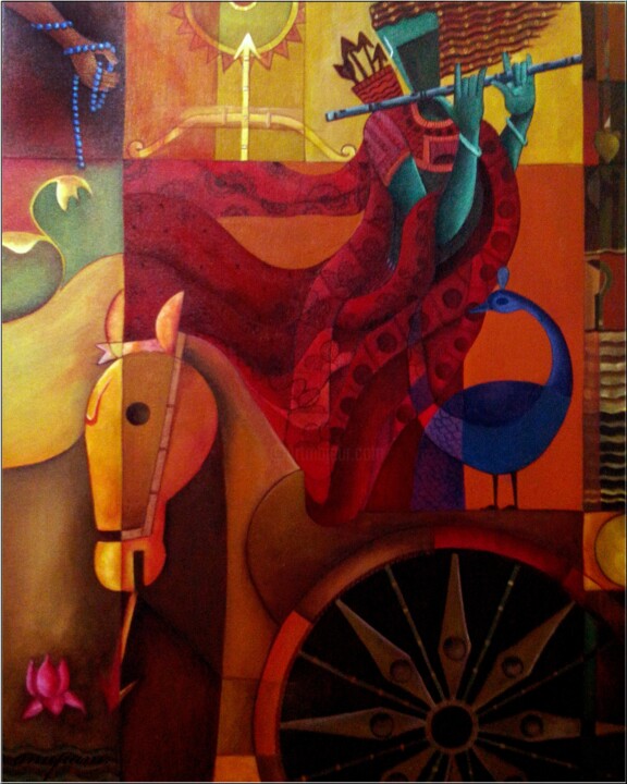 Malerei mit dem Titel "parthasharathi-crea…" von Anupam Pal, Original-Kunstwerk, Acryl