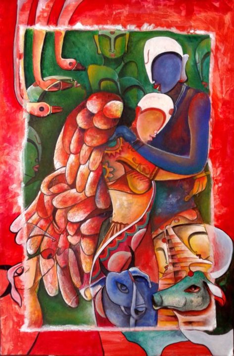Painting titled "inviolable-love.jpg" by Anupam Pal, Original Artwork, Acrylic