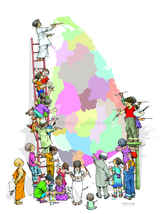 Картина под названием "Colors of Next Gene…" - Anura Srinath, Подлинное произведение искусства, Акрил Установлен на Деревянн…