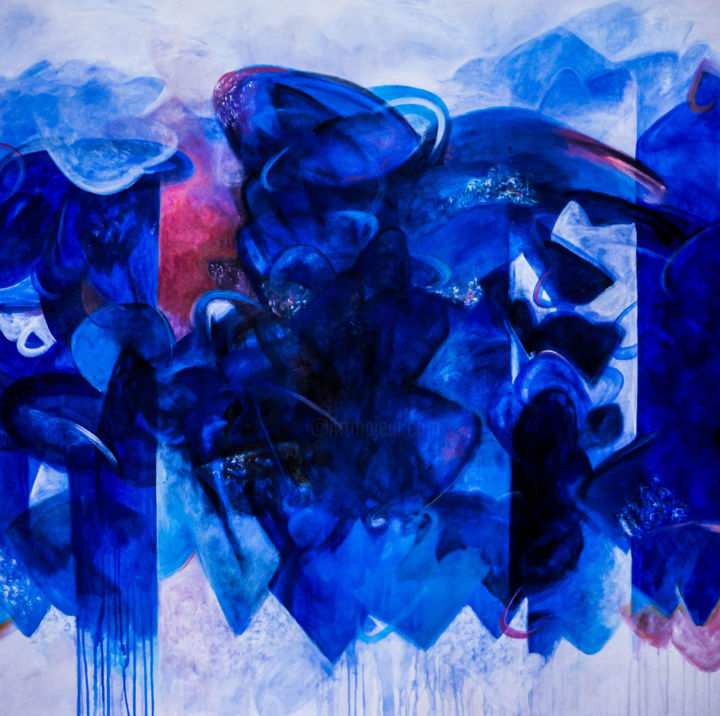 Painting titled "Cloud Clutter" by Anuradha Punchihewa, Original Art, Acrylic Mounted on Stretcher frame
