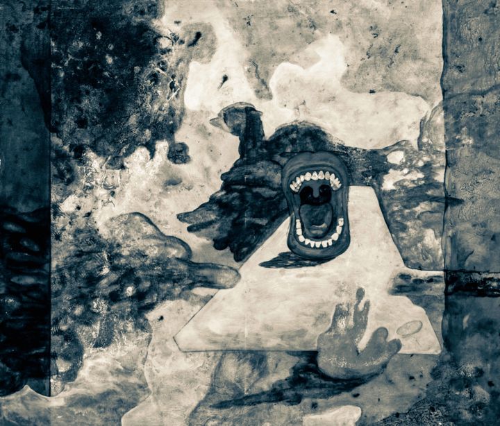 Pittura intitolato "Screams of Silence" da Anuradha Punchihewa, Opera d'arte originale, Acrilico Montato su Telaio per barel…