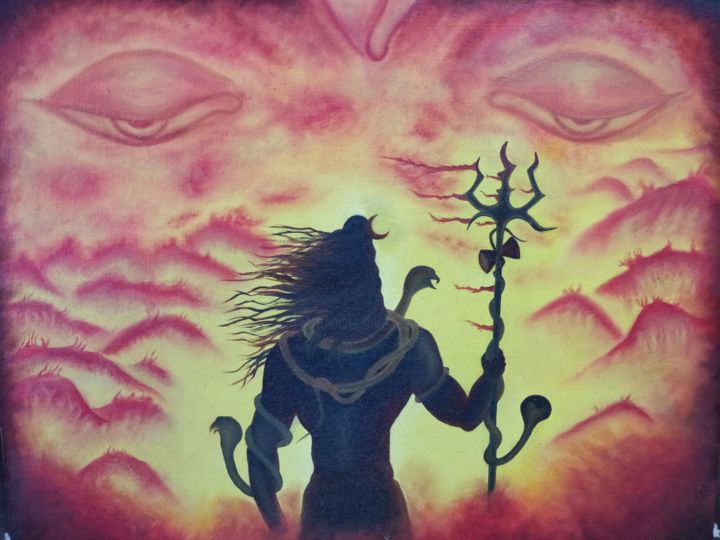 Pintura titulada "Lord Shiva" por Ak, Obra de arte original, Oleo