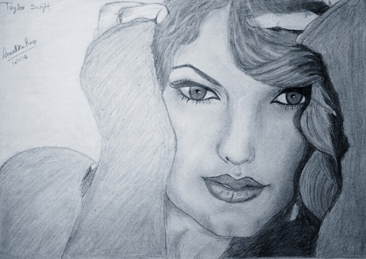 Taylor Swift Portrait Process Shot, pencil color on A3 paper : r