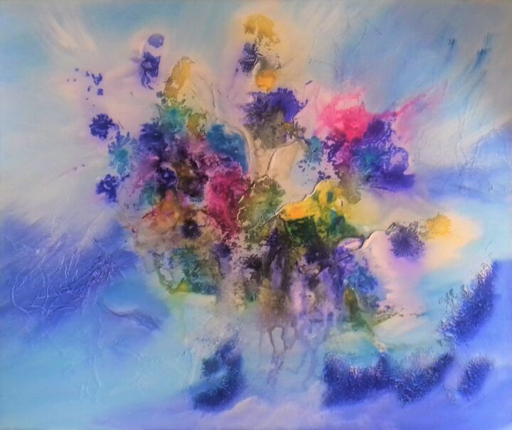 Painting titled "Floraison" by Anval, Original Artwork, Acrylic