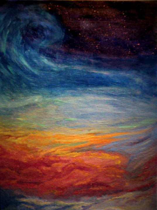 Ζωγραφική με τίτλο "Sky" από Reany, Αυθεντικά έργα τέχνης, Λάδι