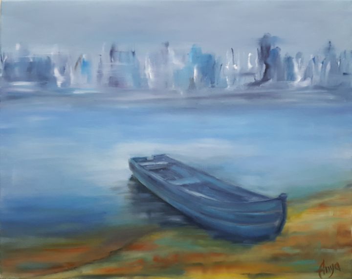 Peinture intitulée "Magic City" par Anya Komaristaia-Dumouchel, Œuvre d'art originale, Huile