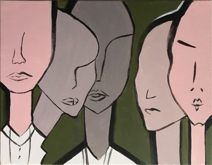 Painting titled "People without eyes" by Hanna Levanets, Original Artwork, Acrylic