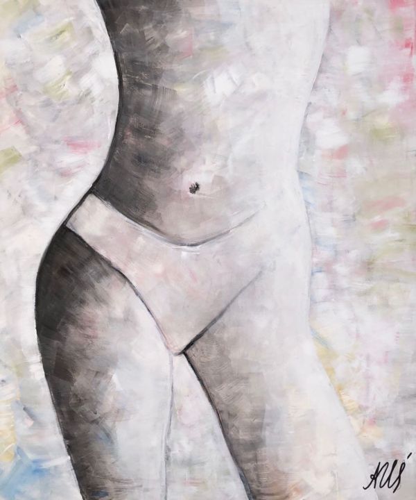 Painting titled "Woman's body" by Hanna Levanets, Original Artwork, Acrylic