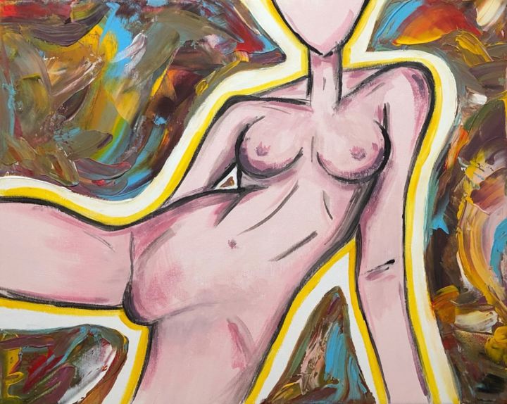 Painting titled "Body" by Hanna Levanets, Original Artwork, Acrylic Mounted on Wood Stretcher frame