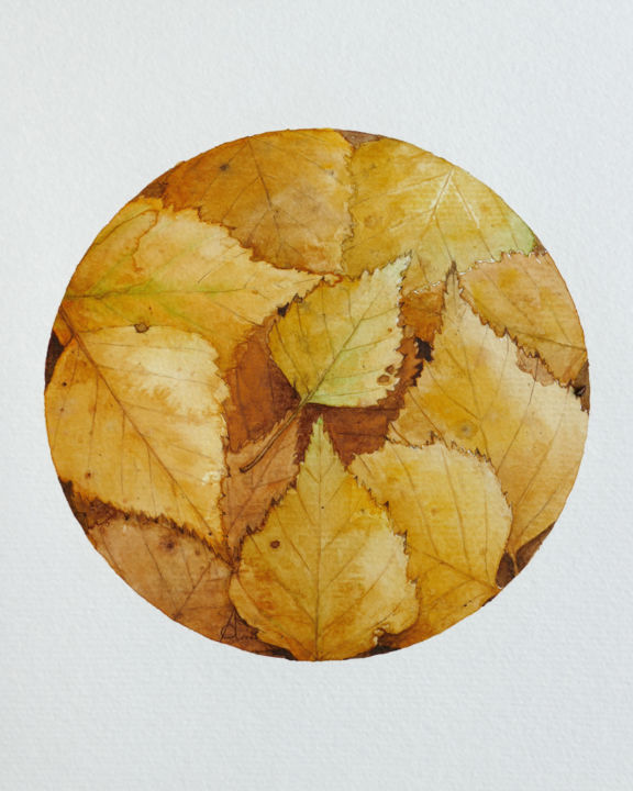 Dessin intitulée "Les feuilles mortes" par Anyse Alagama, Œuvre d'art originale, Aquarelle