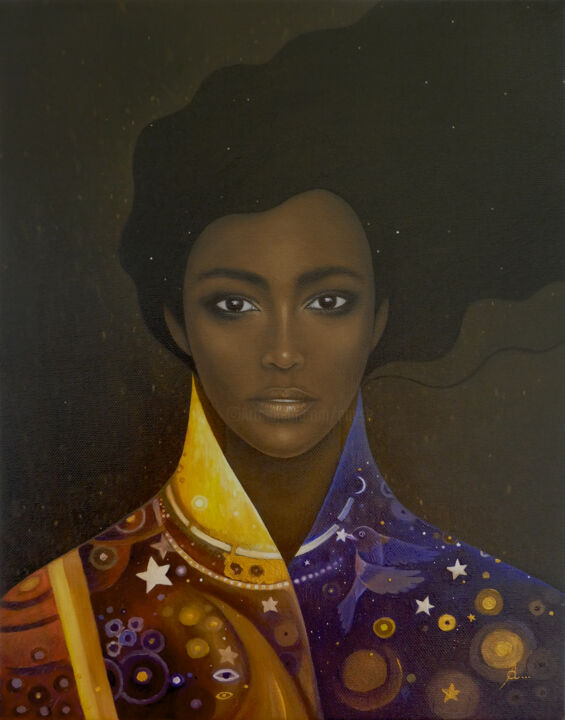 Peinture intitulée "Le jour et la nuit" par Anyse Alagama, Œuvre d'art originale, Huile