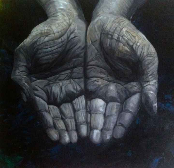 Malerei mit dem Titel "GIVING HANDS" von Anna Kadurina, Original-Kunstwerk, Acryl