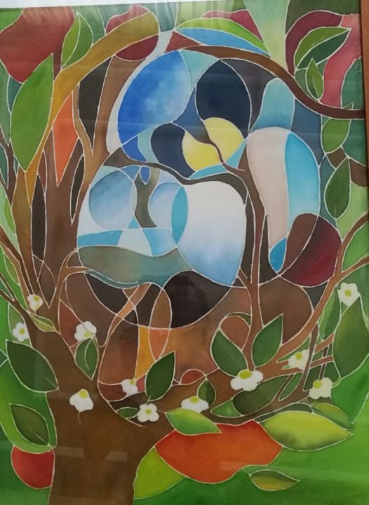 Art textile intitulée "4 Seasons" par Dari Ja, Œuvre d'art originale, Tissu Monté sur Carton