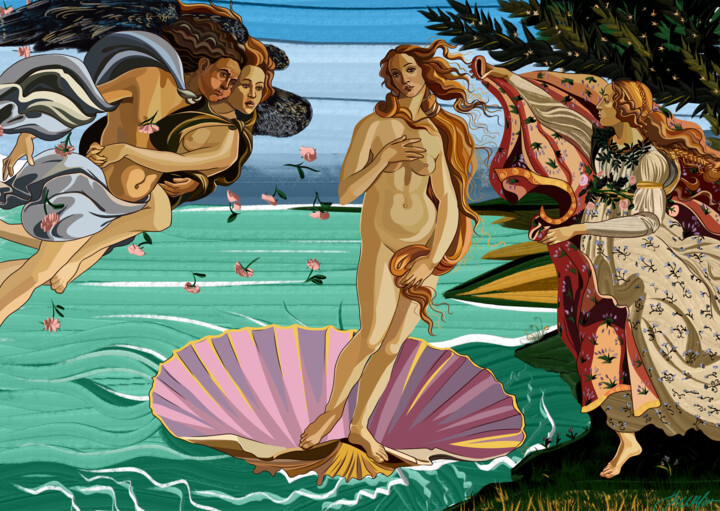 Arte digital titulada "Рождение Венеры Сан…" por Anzela Karpova, Obra de arte original, Pintura Digital