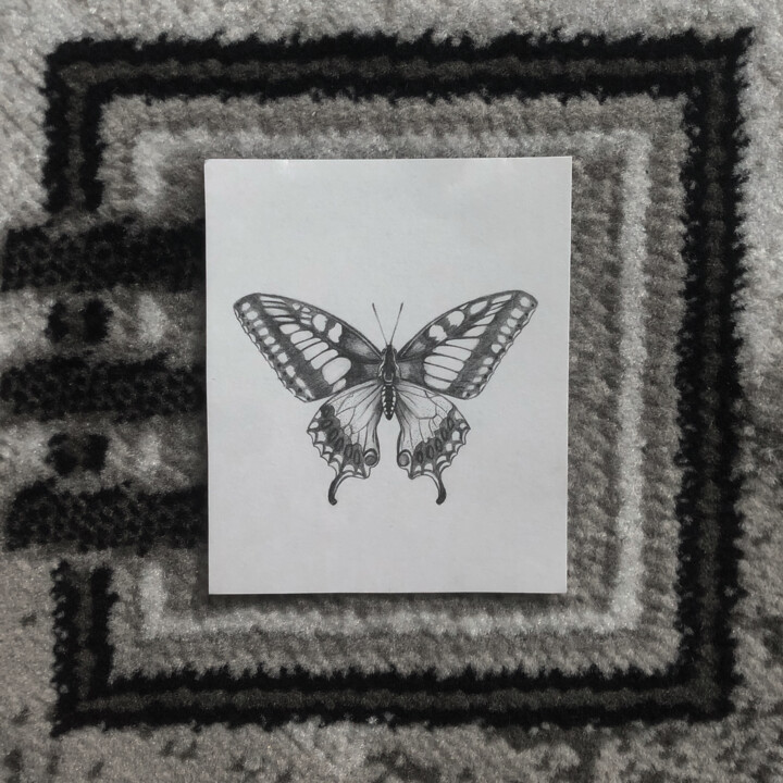 Рисунок под названием "Бабочка рисунок кар…" - Анжела Карпова, Подлинное произведение искусства, Карандаш