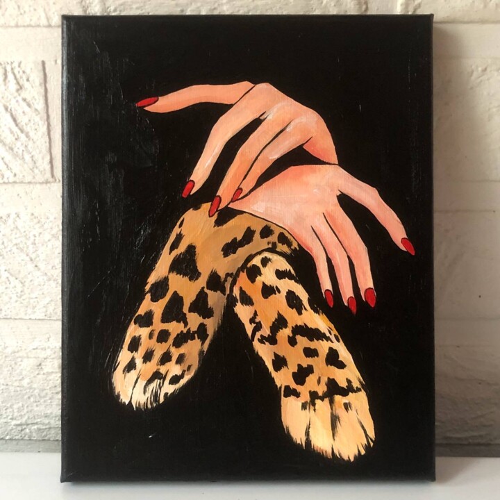 Peinture intitulée "Леопардовая женщина…" par Anzela Karpova, Œuvre d'art originale, Acrylique