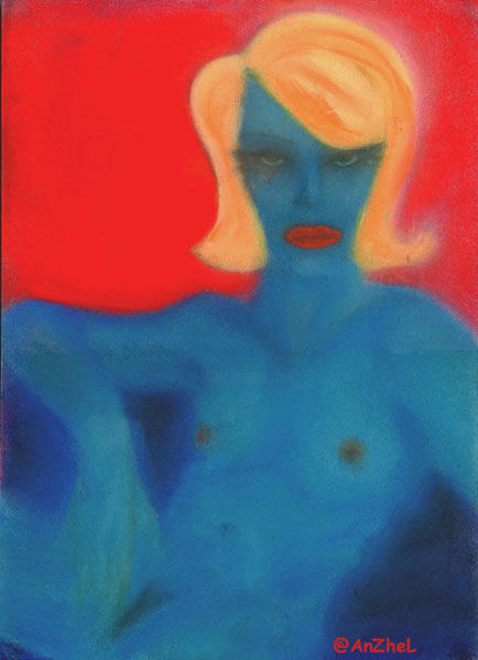 Dessin intitulée "The Red Masturbatio…" par Anzhel, Œuvre d'art originale