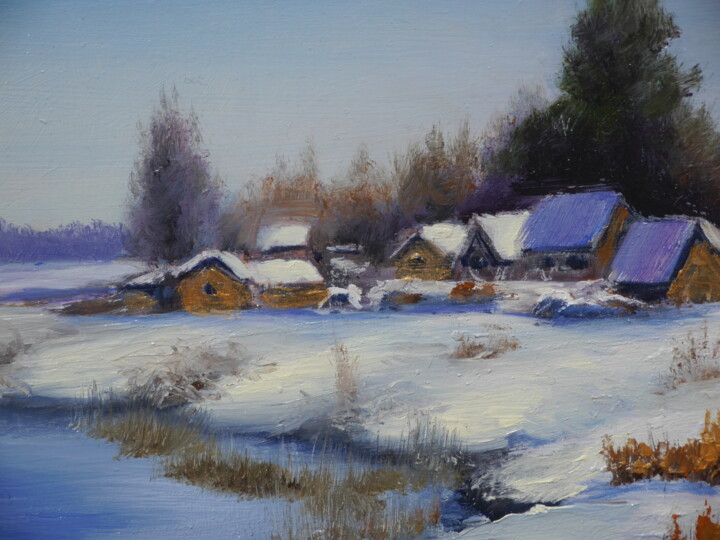 Painting titled "Winter Landscape Or…" by Anzhelika Izzi, Original Artwork, Oil