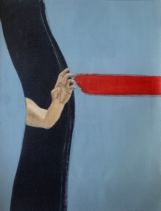 Painting titled "Red line-BLACK LINE…" by Anzhelika Klimina, Original Artwork, Acrylic