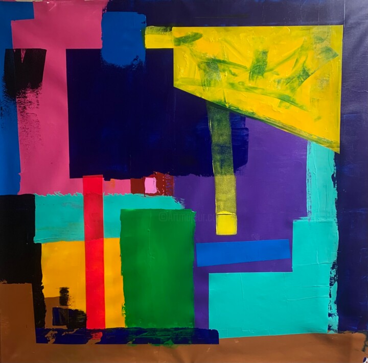 Painting titled "Color composition" by Anzhelika Klimina, Original Artwork, Acrylic Mounted on Wood Stretcher frame
