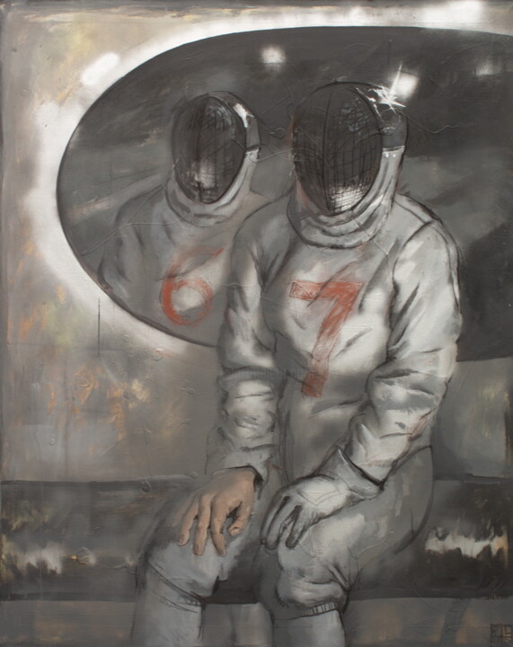 Schilderij getiteld "Fencek 7/6. Phantom…" door Anzhelika Palyvoda, Origineel Kunstwerk, Acryl