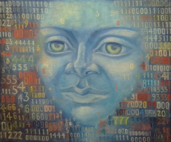 Schilderij getiteld "artificial intellig…" door Anzhella Shmidtkhen, Origineel Kunstwerk, Olie Gemonteerd op Frame voor hout…