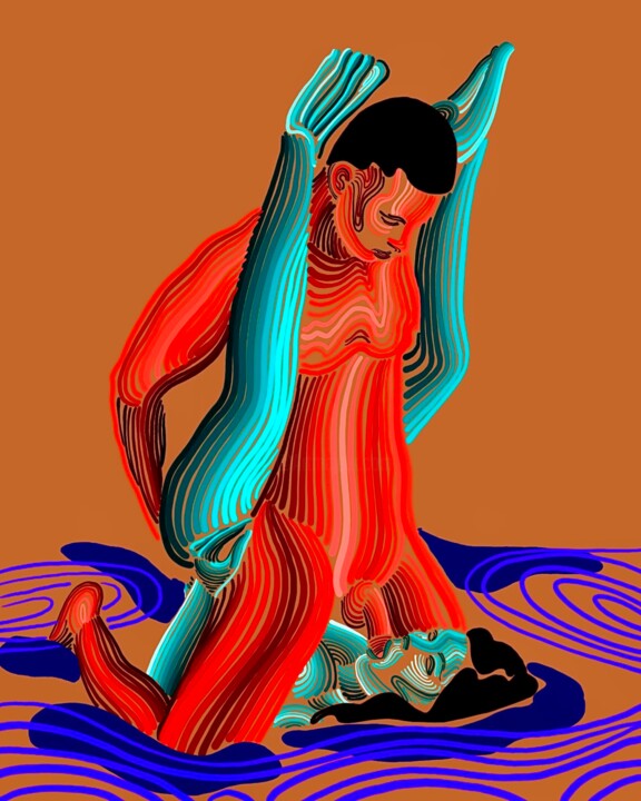 Картина под названием "erotic 8" - Anzor Valetov, Подлинное произведение искусства, 2D Цифровая Работа Установлен на Деревян…