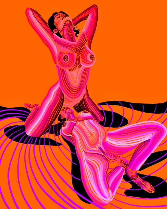 Картина под названием "erotic 9" - Anzor Valetov, Подлинное произведение искусства, Цифровая живопись Установлен на Деревянн…