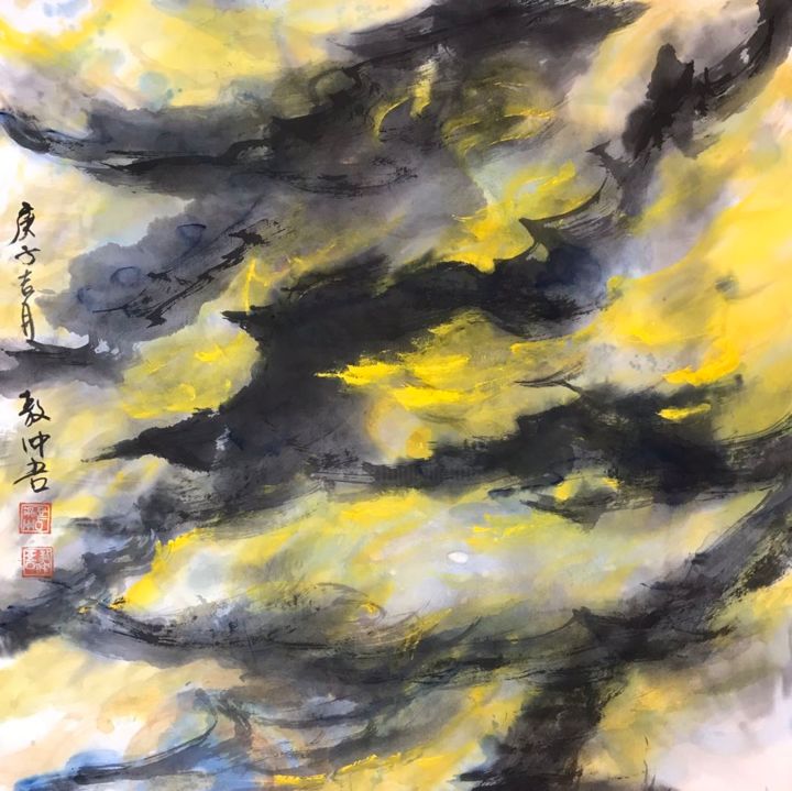 Painting titled "SH 38 - Glorious Bu…" by Zhongwu Zhong Wu, Original Artwork, Ink