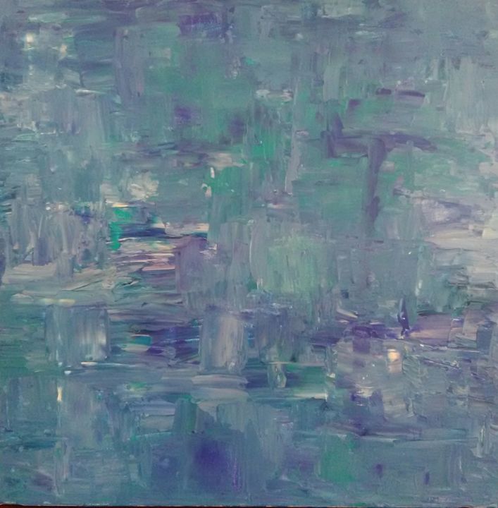 Painting titled "vert bleuté#artists…" by Marion Myriam, Original Artwork, Acrylic