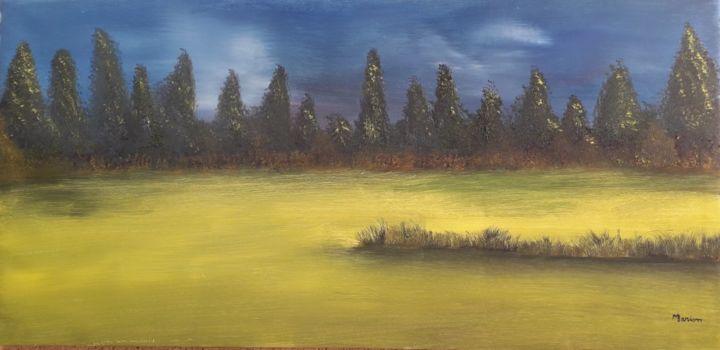 Peinture intitulée "la campagne" par Marion Myriam, Œuvre d'art originale, Huile