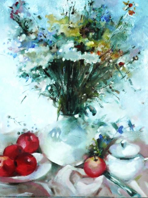Painting titled "bouquet de provence" by Marina Augustin, Original Artwork, Oil