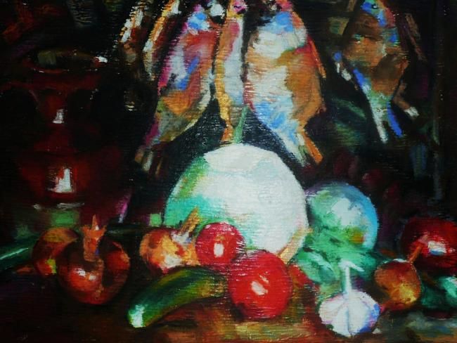 Painting titled "nature morte russe" by Marina Augustin, Original Artwork, Oil
