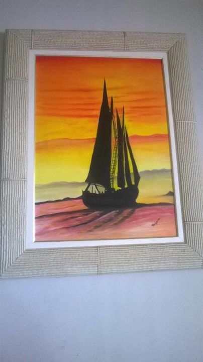 Painting titled "barco.jpg" by Rayane Ibide, Original Artwork, Oil