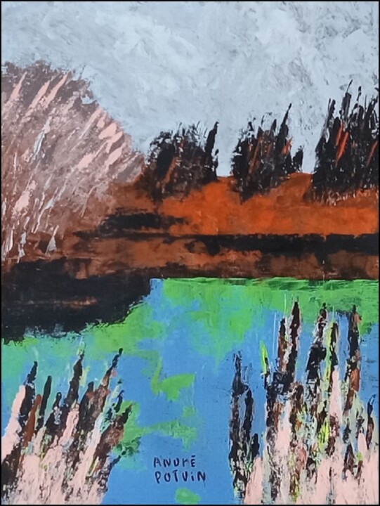 Schilderij getiteld "Paysage de craie" door André Potvin, Origineel Kunstwerk, Acryl