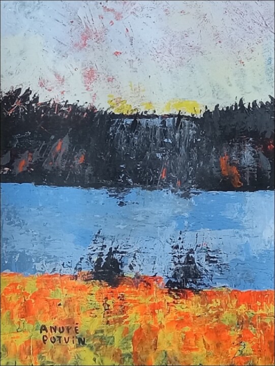 Painting titled "Orange en saison" by André Potvin, Original Artwork, Acrylic